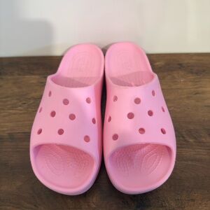 CROCS Kids Pink Slide Clogs with Vent Holes